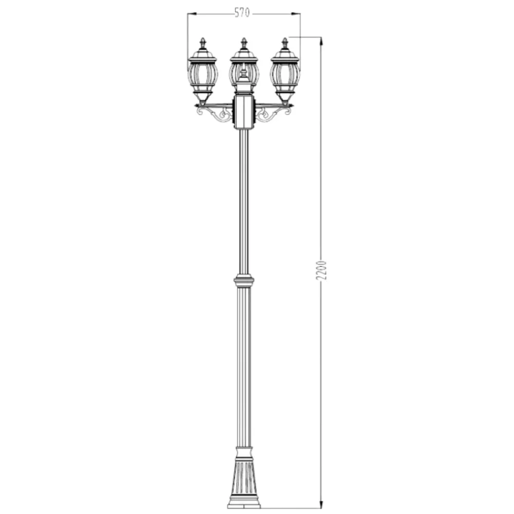 Lampioni Da Giardino-Selezionato da Mazzolaluce Lampione alto classico da giardino 3 luci lanterne nero