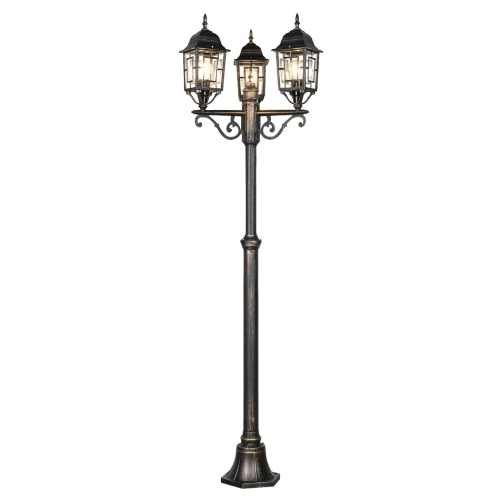 Lampioni Da Giardino-Selezionato da Mazzolaluce Lampione alto da giardino classico antico 3 luci lanterne ruggine
