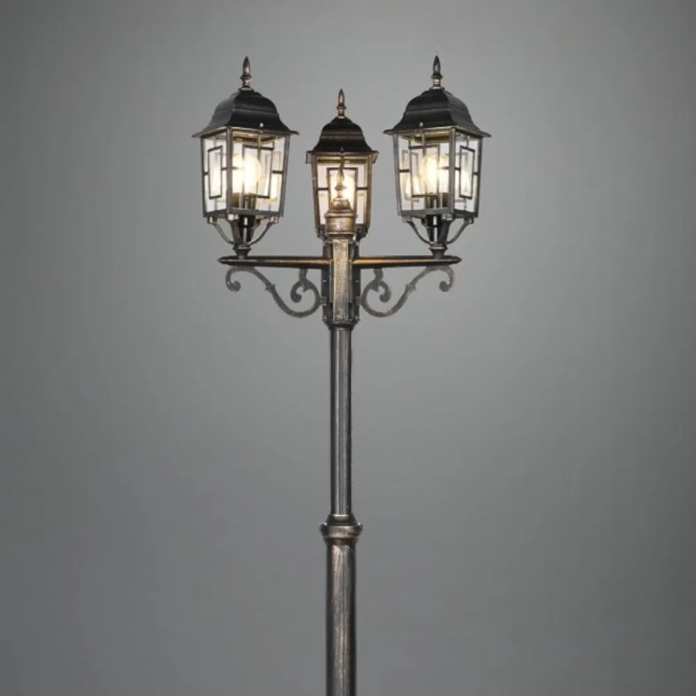 Lampioni Da Giardino-Selezionato da Mazzolaluce Lampione alto da giardino classico antico 3 luci lanterne ruggine