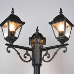 Lampioni Da Giardino-Selezionato da Mazzolaluce Lampione alto da giardino 3 luci lanterna classico nero