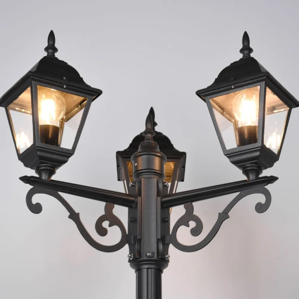 Lampioni Da Giardino-Selezionato da Mazzolaluce Lampione alto da giardino 3 luci lanterna classico nero