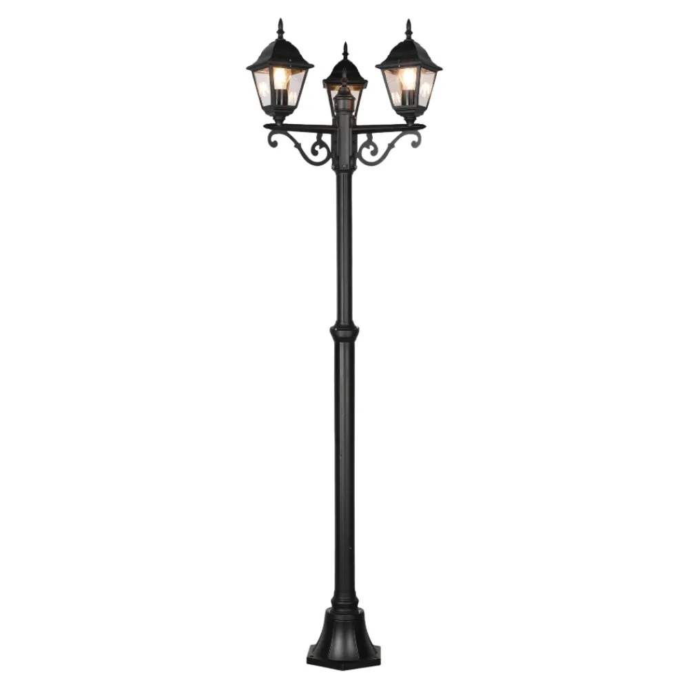 Lampioni Da Giardino-Selezionato da Mazzolaluce Lampione alto da giardino 3 luci lanterna classico nero