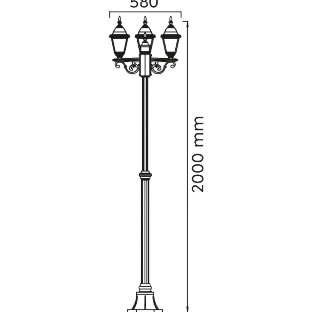 Lampioni Da Giardino-Selezionato da Mazzolaluce Lampione alto da giardino 3 luci lanterna classico nero