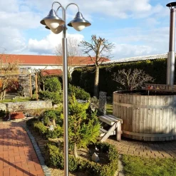 Lampioni Da Giardino-Eglo Lampione alto per esterno giardino acciaio inox 3 luci sydney