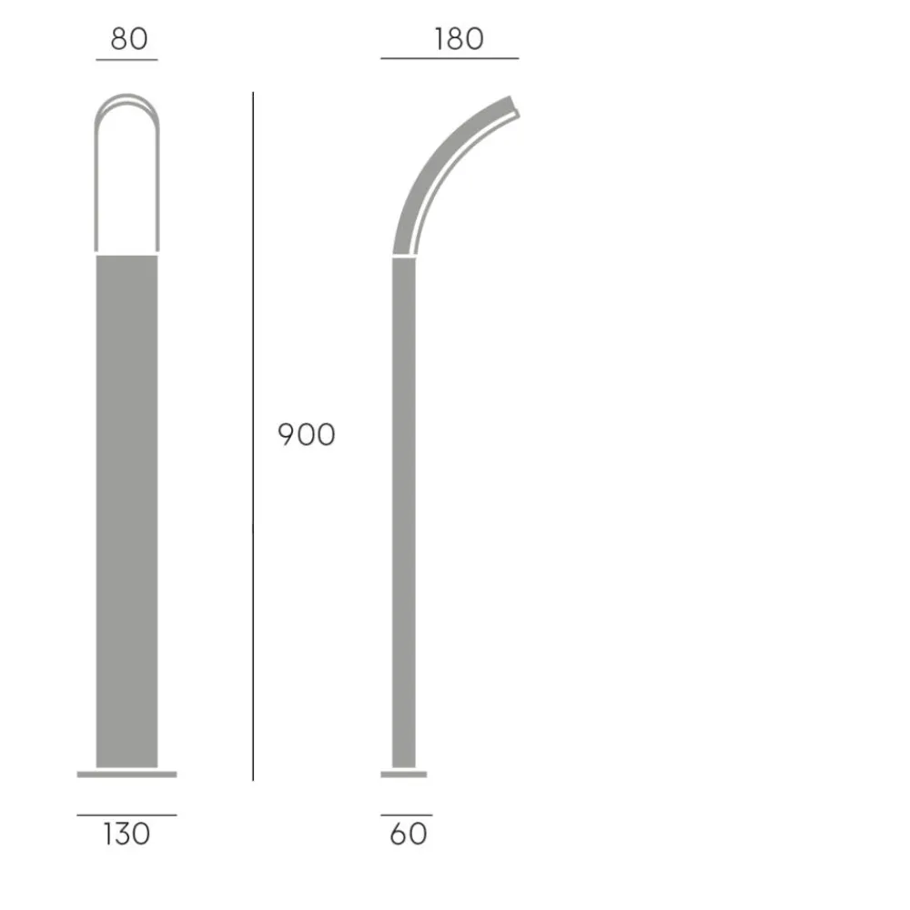 Lampioni Da Giardino-Selezionato da Mazzolaluce Lampione alto per giardino design curvo grafite led 15w 4000k ip65