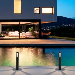 Lampioni Da Giardino-Selezionato da Mazzolaluce Lampione antracite moderno da giardino led 8w 3000k