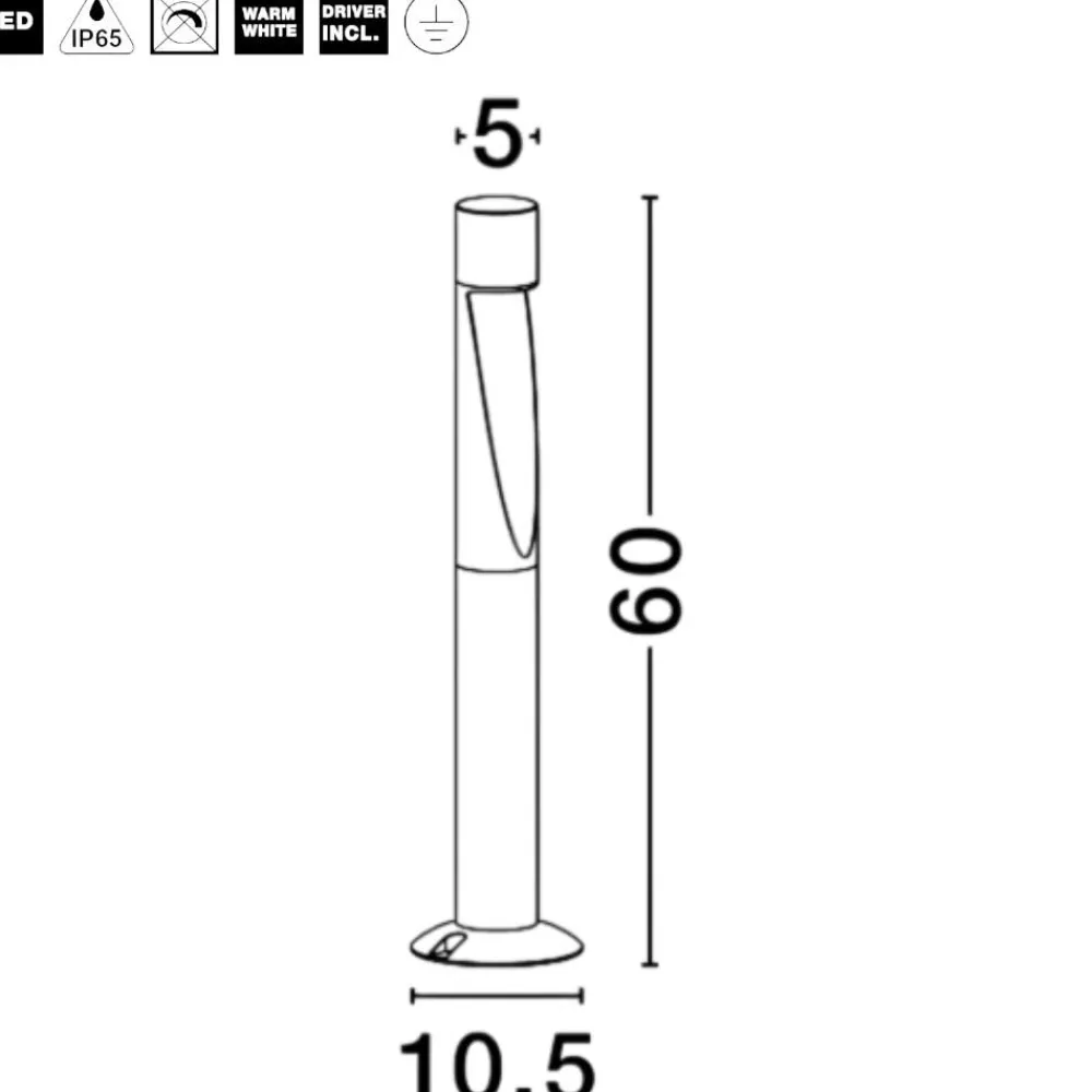 Lampioni Da Giardino-Selezionato da Mazzolaluce Lampione basso tubolare nero ip65 led 6w 3000k per giardini moderni