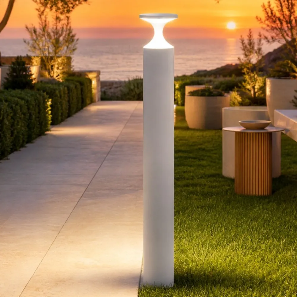 Lampioni Da Giardino-Selezionato da Mazzolaluce Lampione bianco da giardino moderno 90cm led 13w 4000k ip65