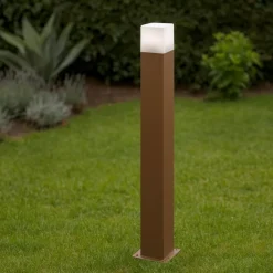 Lampioni Da Giardino-Gea Luce Lampione da esterno giardino quadrato marrone moderno