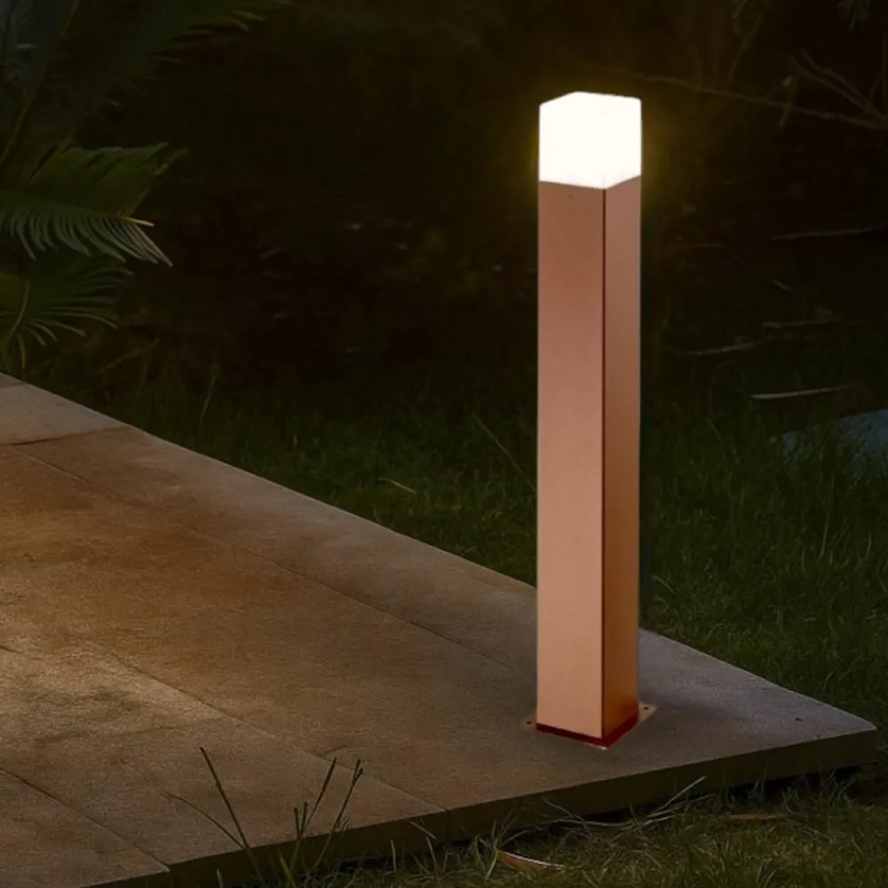 Lampioni Da Giardino-Gea Luce Lampione da esterno giardino quadrato marrone moderno