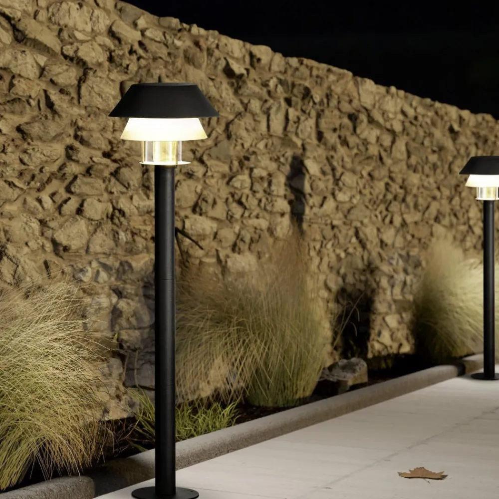 Lampioni Da Giardino-Selezionato da Mazzolaluce Lampione da esterno giardino h80 cm nero vetro ip65