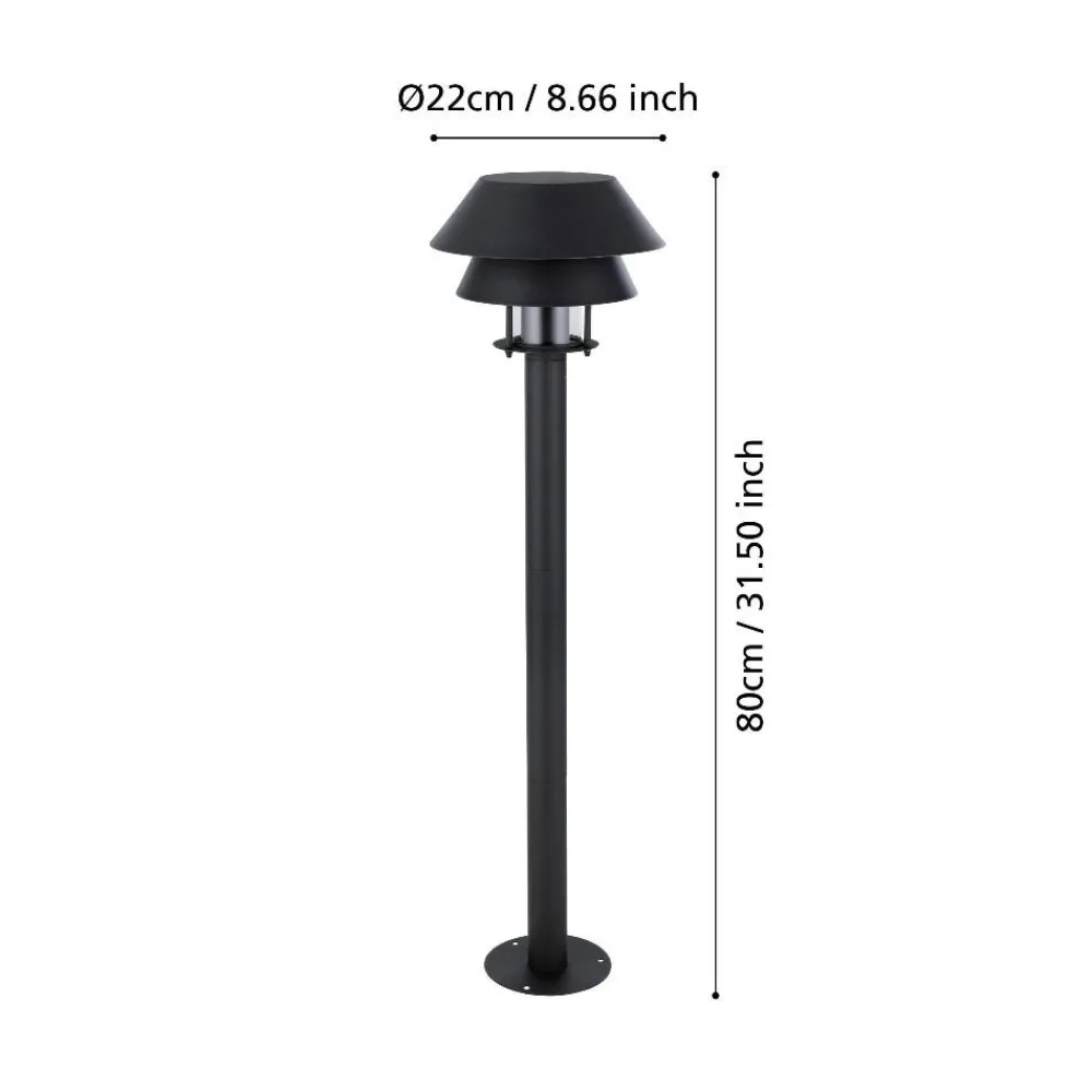 Lampioni Da Giardino-Selezionato da Mazzolaluce Lampione da esterno giardino h80 cm nero vetro ip65