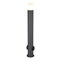 Lampioni Da Giardino-Selezionato da Mazzolaluce Lampione da giardino antracite con 2 prese elettriche schuko