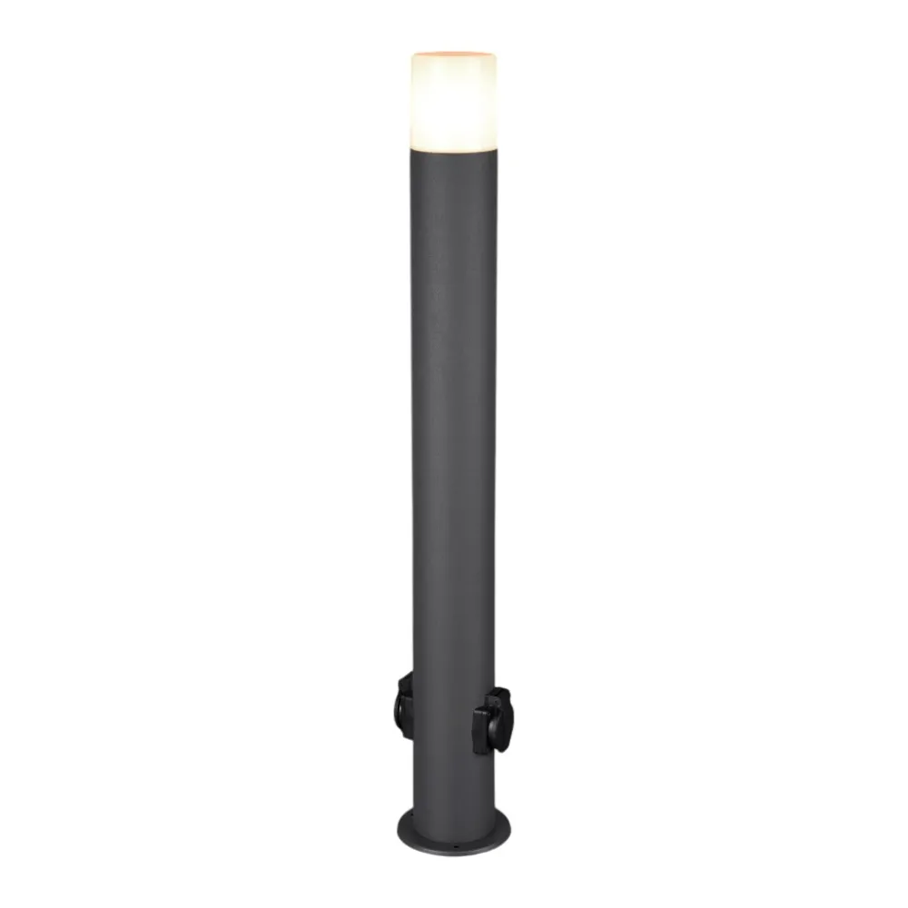 Lampioni Da Giardino-Selezionato da Mazzolaluce Lampione da giardino antracite con 2 prese elettriche schuko