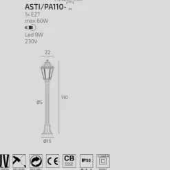 Lampioni Da Giardino-Top Light Lampione da giardino asti nero anti ruggine