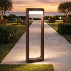 Lampioni Da Giardino-Fabas Luce Lampione da giardino corten moderno led orientabile 12w 3000k wild