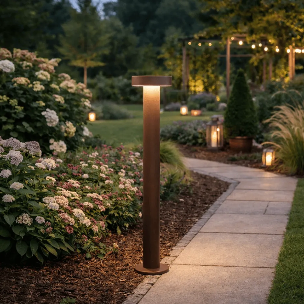 Lampioni Da Giardino-Perenz Illuminazione Lampione da giardino corten opaco led 12w 3000k h60 cm ip65