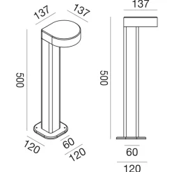 Lampioni Da Giardino-Gea Luce Lampione da giardino led 13w 4000k antracite ip65 h50 cm