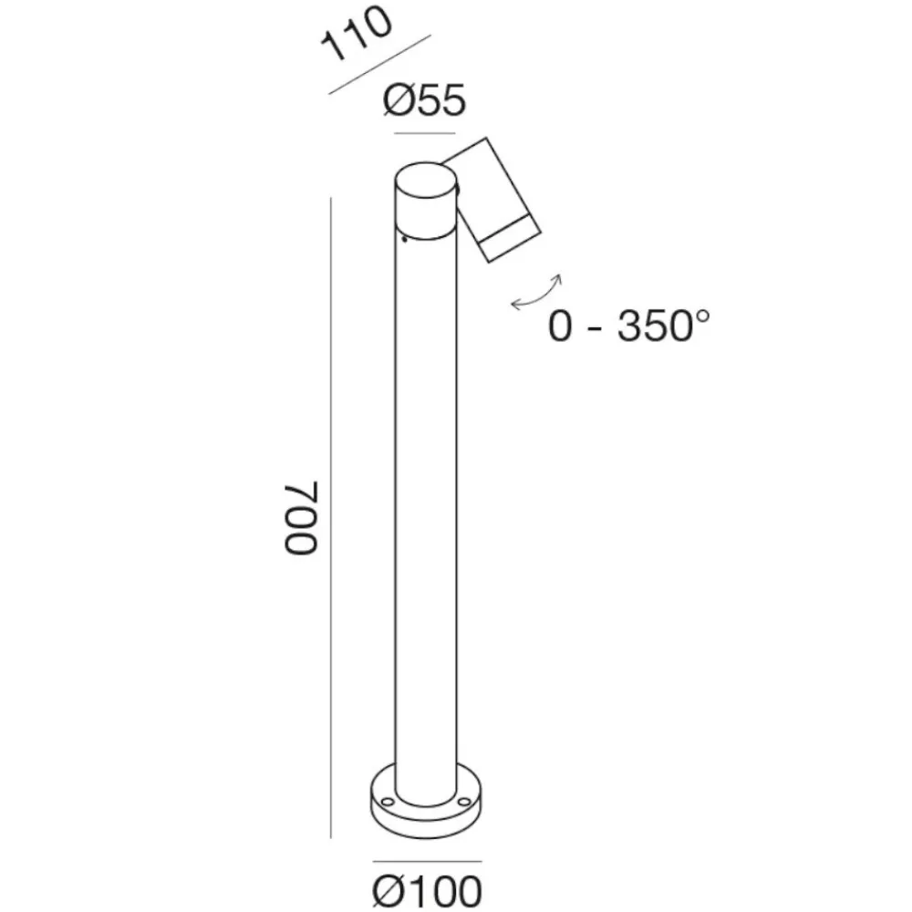 Lampioni Da Giardino-Gea Luce Lampione da giardino orientabile ip65 antracite h70 cm