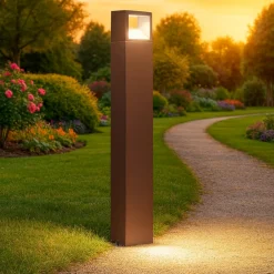 Lampioni Da Giardino-Gea Luce Lampione da giardino led 9w marrone corten ip54 h100 cm