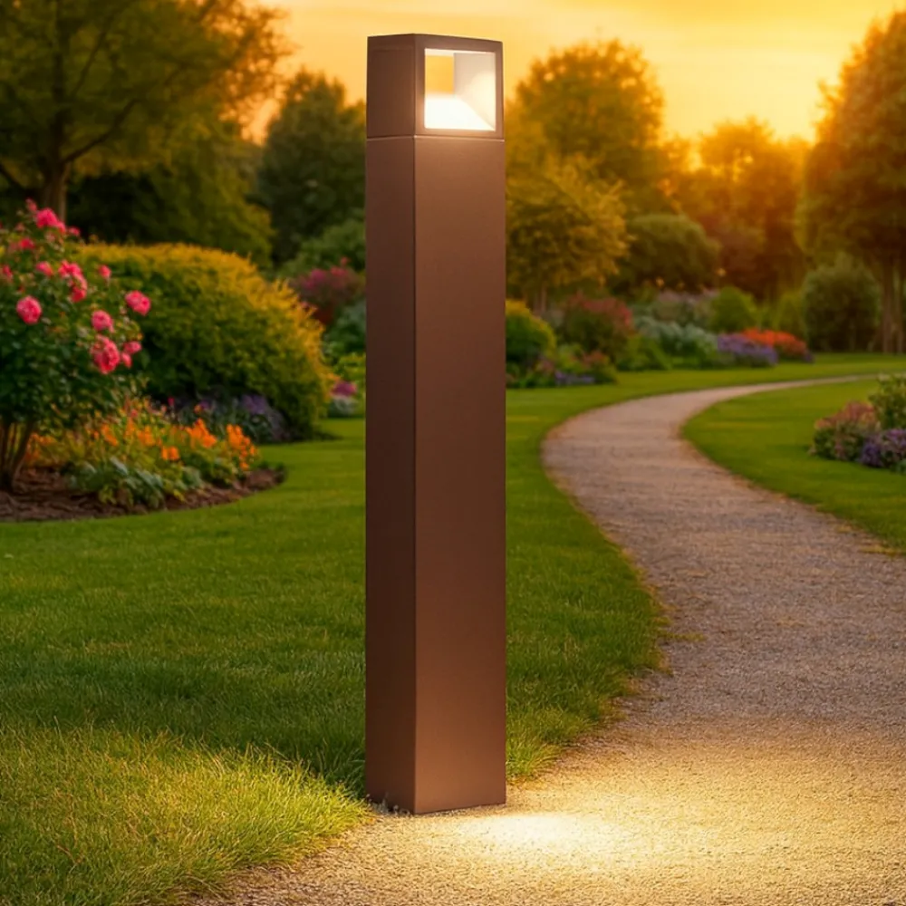 Lampioni Da Giardino-Gea Luce Lampione da giardino led 9w marrone corten ip54 h100 cm