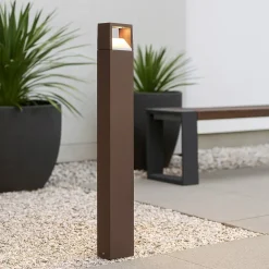 Lampioni Da Giardino-Gea Luce Lampione da giardino led 9w marrone corten ip54 h100 cm