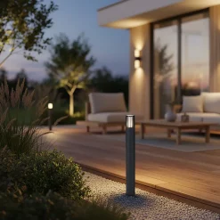 Lampioni Da Giardino-Selezionato da Mazzolaluce Lampione da giardino grigio antracite cilindro moderno e27 ip54