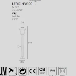 Lampioni Da Giardino-Top Light Lampione da giardino lerici nero anti corrosione ip55