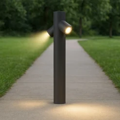 Lampioni Da Giardino-Selezionato da Mazzolaluce Lampione da giardino 2 luci grigio antracite moderno