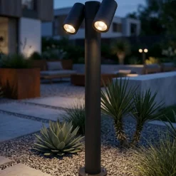 Lampioni Da Giardino-Top Light Lampione da giardino moderno antracite due luci orientabili oslo ip65