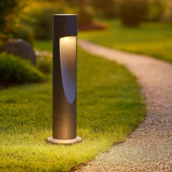 Lampioni Da Giardino-Selezionato da Mazzolaluce Lampione da giardino moderno cilindro grafite led 15w 3000k ip66