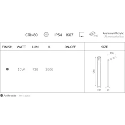 Lampioni Da Giardino-Selezionato da Mazzolaluce Lampione da giardino moderno antracite 10w 3000k
