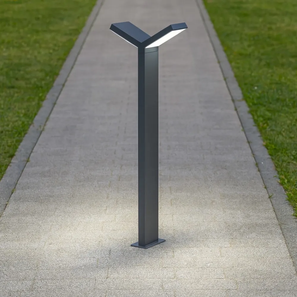 Lampioni Da Giardino-Selezionato da Mazzolaluce Lampione da giardino moderno antracite led 2x6w 3000k