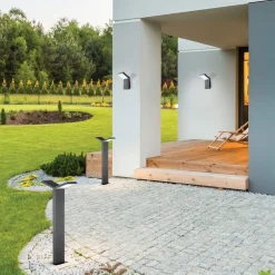 Lampioni Da Giardino-Selezionato da Mazzolaluce Lampione da giardino moderno antracite led 2x6w 3000k