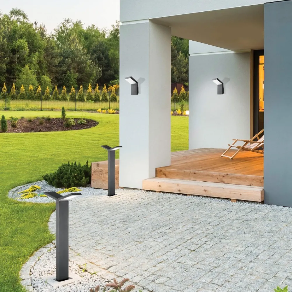 Lampioni Da Giardino-Selezionato da Mazzolaluce Lampione da giardino moderno antracite led 2x6w 3000k