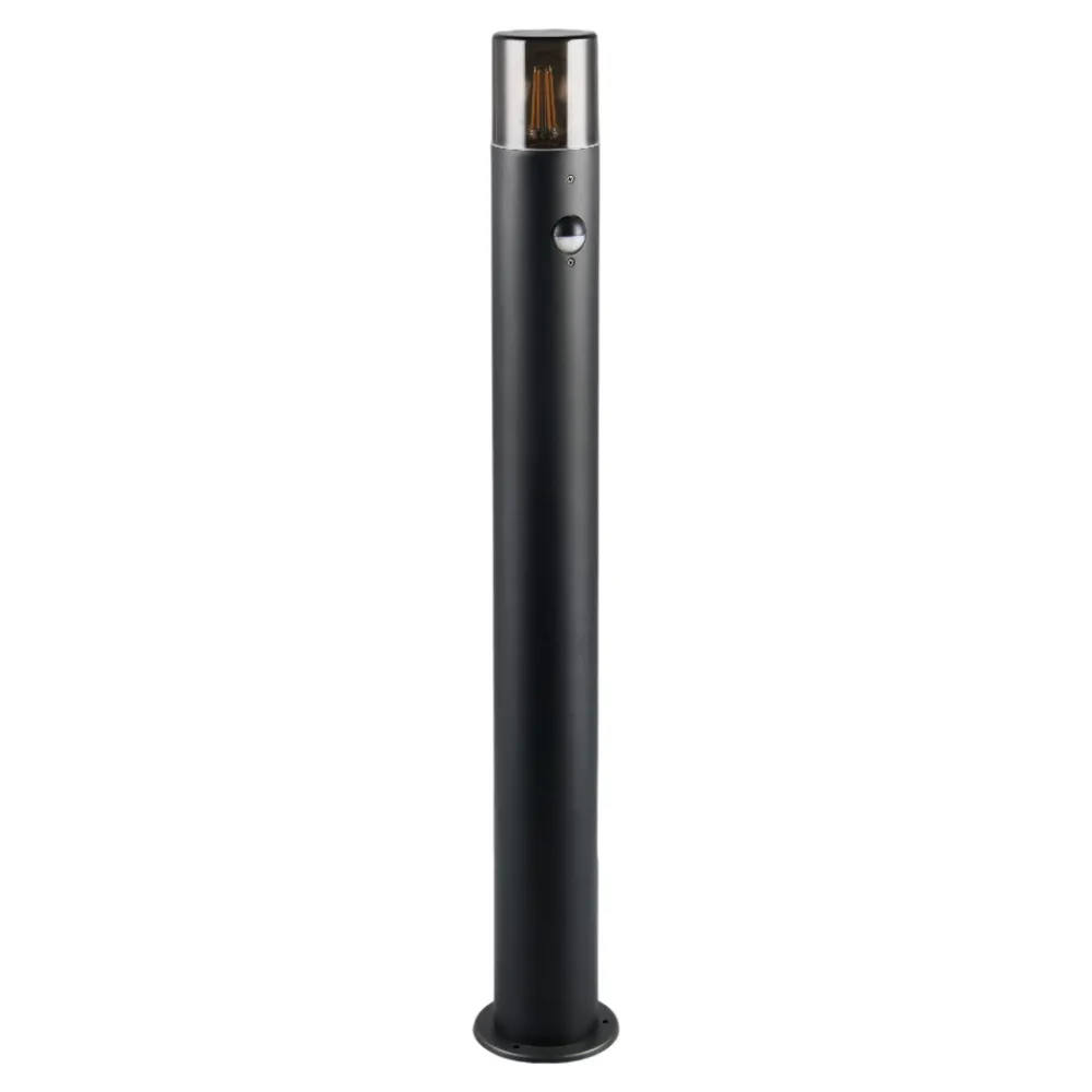 Lampioni Da Giardino-Selezionato da Mazzolaluce Lampione da giardino moderno cilindro nero con sensore movimento