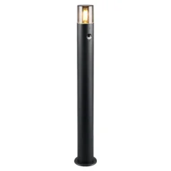 Lampioni Da Giardino-Selezionato da Mazzolaluce Lampione da giardino moderno cilindro nero con sensore movimento