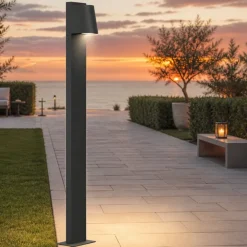 Lampioni Da Giardino-Selezionato da Mazzolaluce Lampione da giardino moderno nero ip54 gu10