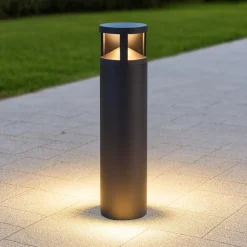 Lampioni Da Giardino-Selezionato da Mazzolaluce Lampione da giardino tubolare led 24w 3000k nero moderno