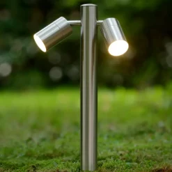 Lampioni Da Giardino-Selezionato da Mazzolaluce Lampione da giaridno 2 luci orientabili cromo satinato