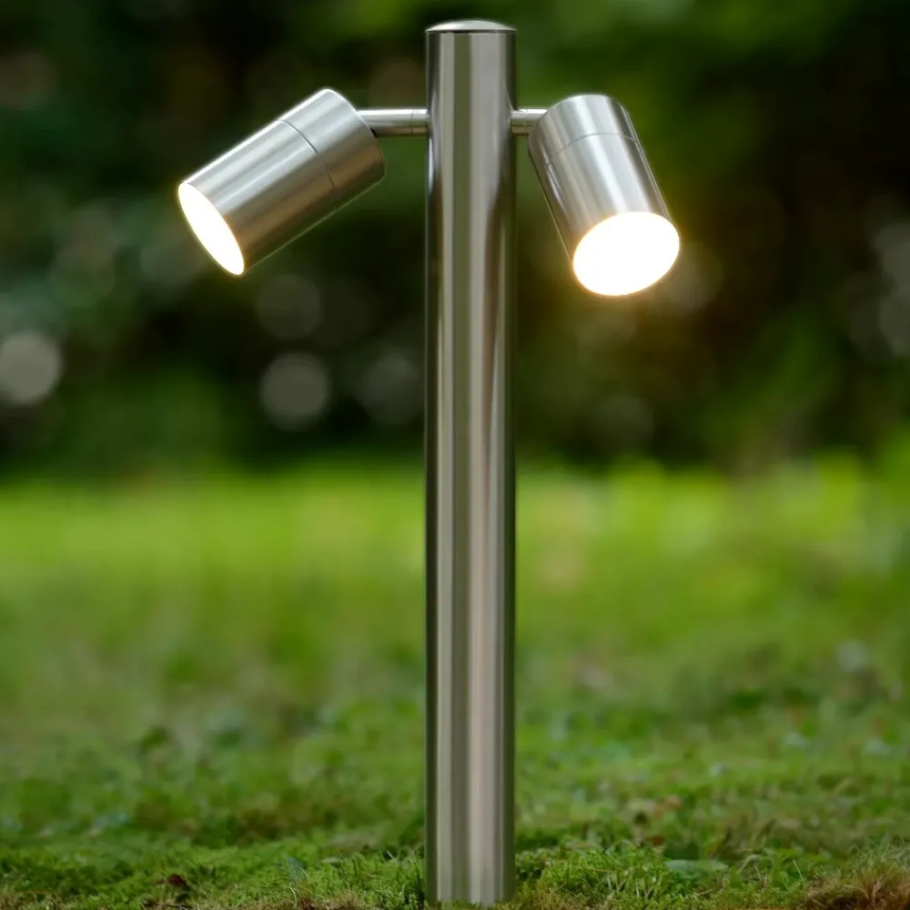 Lampioni Da Giardino-Selezionato da Mazzolaluce Lampione da giaridno 2 luci orientabili cromo satinato