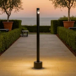 Lampioni Da Giardino-Selezionato da Mazzolaluce Lampione moderno cilindrico nero led 4w 3000k da giardino