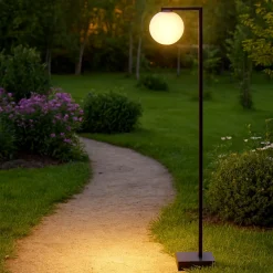 Lampioni Da Giardino-Selezionato da Mazzolaluce Lampione moderno da giardino nero vetro bianco led 8w 3000k