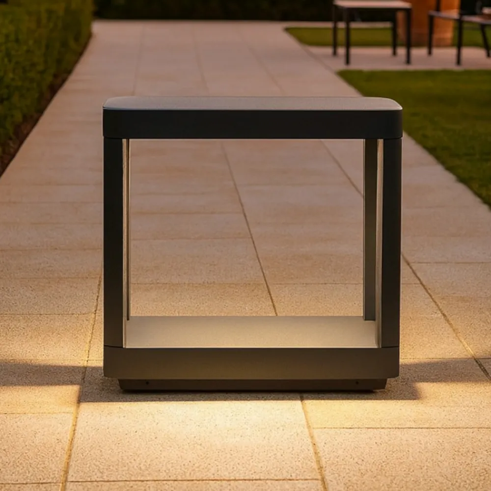 Lampioni Da Giardino-Selezionato da Mazzolaluce Lampione moderno da giardino nero led 8w 3000k squadrato