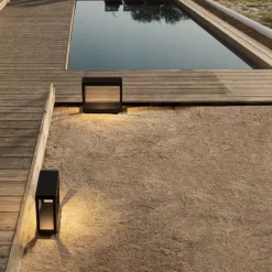 Lampioni Da Giardino-Selezionato da Mazzolaluce Lampione moderno da giardino nero led 8w 3000k squadrato