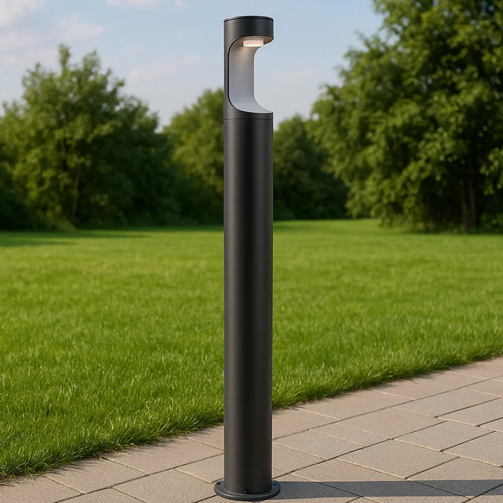 Lampioni Da Giardino-Selezionato da Mazzolaluce Lampione moderno per giardino grafite 80cm led 9w 3000k ip54