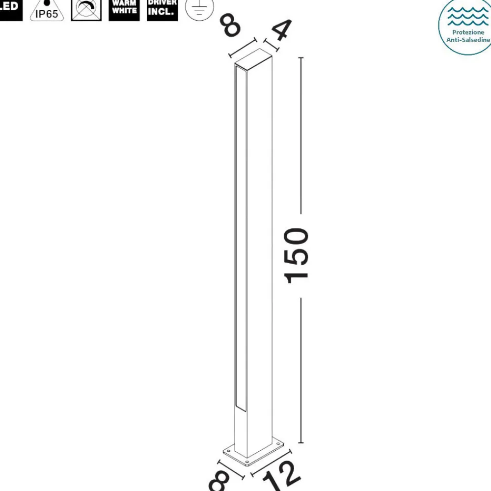 Lampioni Da Giardino-Selezionato da Mazzolaluce Lampione nero alto per giardini led 23w 3000k design moderno rettangolare