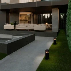Lampioni Da Giardino-Selezionato da Mazzolaluce Lampione nero basso tubolare led 24w 3000k da giardino moderno
