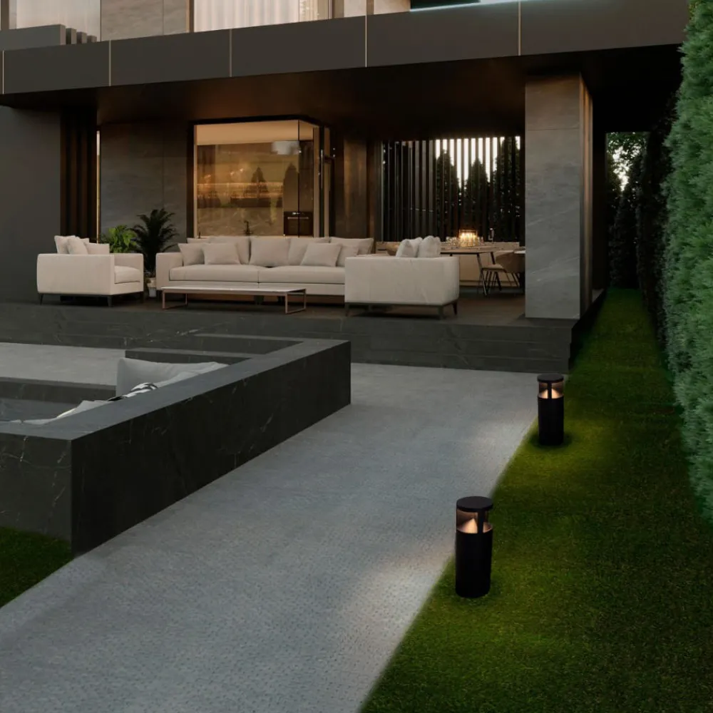 Lampioni Da Giardino-Selezionato da Mazzolaluce Lampione nero basso tubolare led 24w 3000k da giardino moderno