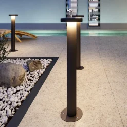 Lampioni Da Giardino-Selezionato da Mazzolaluce Lampione nero 60cm moderno da giardino led 7w 4000k fp